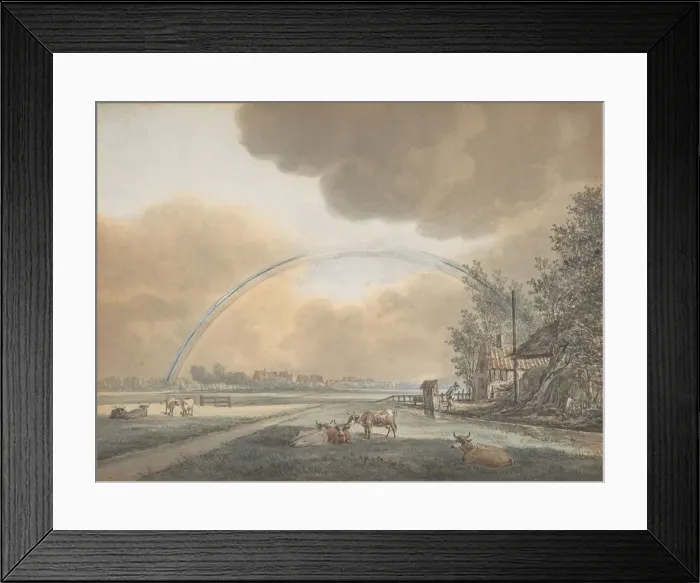Framed Print : Landscape with a Rainbow over a Farmhouse and Distant Village, n. d Framed Print : Landscape with a Rainbow over a Farmhouse and Distant Village, n. d