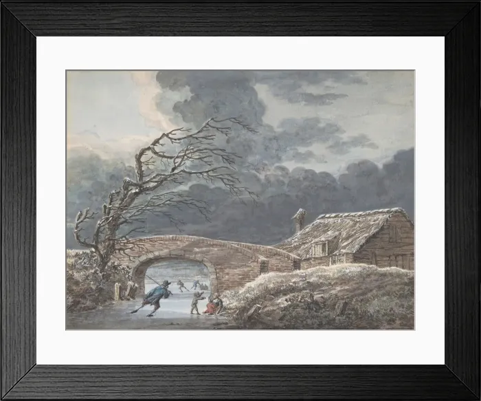 Framed Print : Winter Landscape with Skaters on a Frozen Canal, n. d Creator: Vincent Jansz