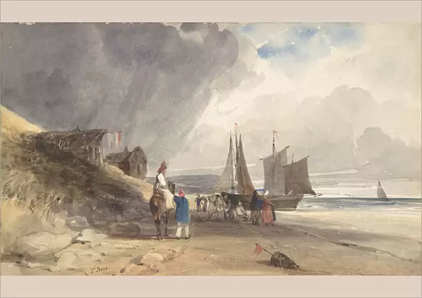 Figures on a Beach, Northern France, 1830. Creator: Thomas Shotter Boys