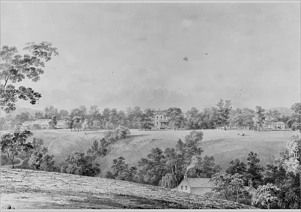 View of David Hosack Estate, Hyde Park, New York, from the East (from Hosack Album), ca