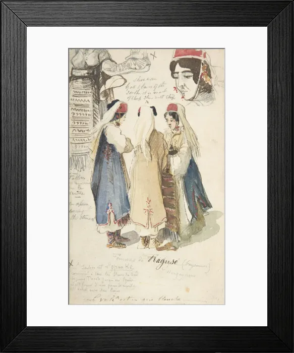 Framed Print : Peasant Women from Ragusa, 1848-1866. Creator: Edward Lear Framed Print : Peasant Women from Ragusa, 1848-1866. Creator: Edward Lear