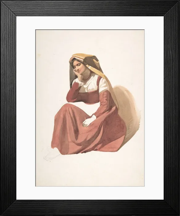 Framed Print : Seated Italian Peasant Woman, mid-19th century. Creator: Pierre Louis Dubourcq Framed Print : Seated Italian Peasant Woman, mid-19th century. Creator: Pierre Louis Dubourcq