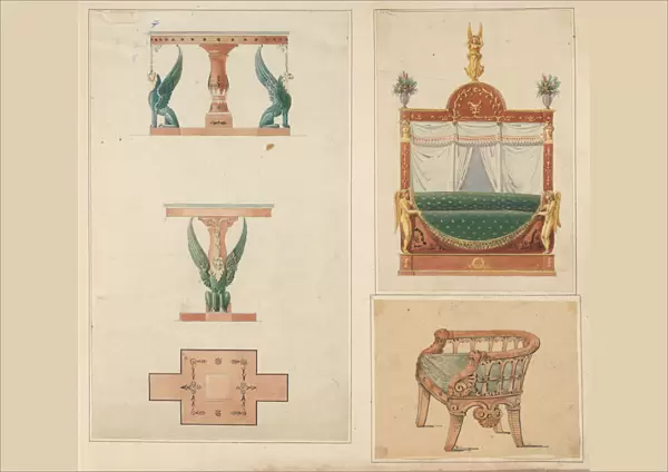 Designs for Furniture, ca. 1800-ca. 1840. Creators: Pierre Antoine Bellangé