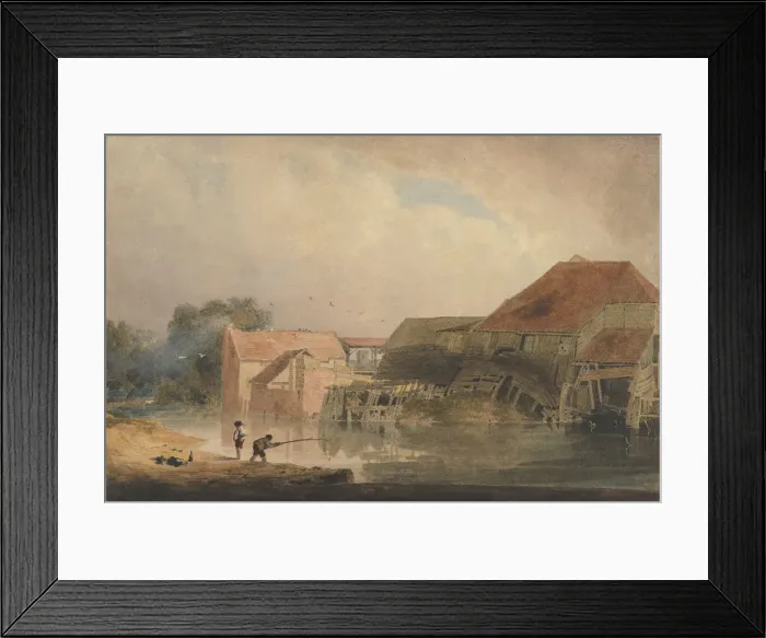 Framed Print : Riverside Scene (Old Mill), 1805-10 (?). Creator: Peter de Wint Framed Print : Riverside Scene (Old Mill), 1805-10 (?). Creator: Peter de Wint