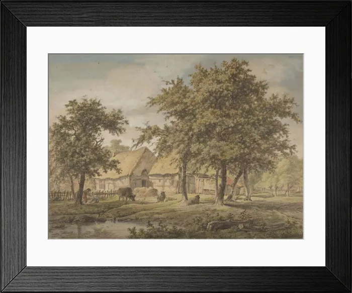 Framed Print : Landscape with a Farmhouse, 1757-1837. Creator: Adrianus de Visser Framed Print : Landscape with a Farmhouse, 1757-1837. Creator: Adrianus de Visser