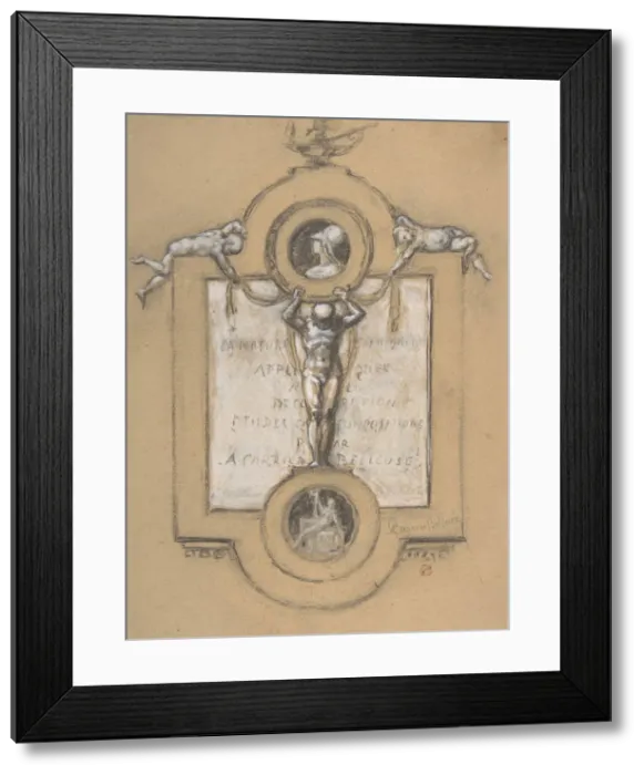 Framed Print : Design for a Frontispiece, 19th century. Creator: Albert Ernest Carrier de Belleuse Framed Print : Design for a Frontispiece, 19th century. Creator: Albert Ernest Carrier de Belleuse