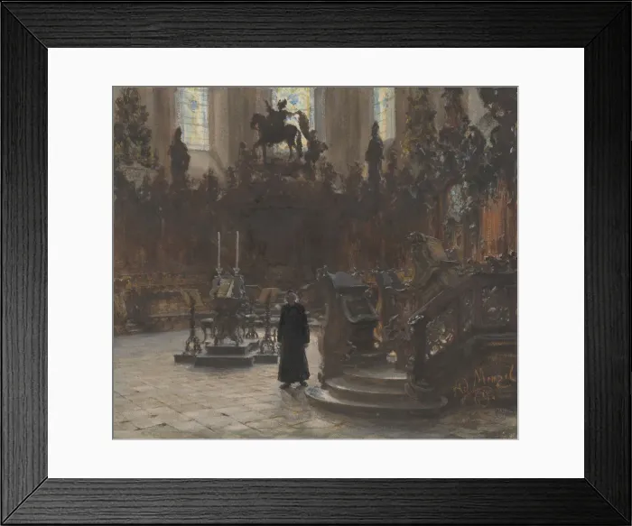 Framed Print : The Choirstalls in the Mainz Cathedral, 1869. Creator: Adolph Menzel Framed Print : The Choirstalls in the Mainz Cathedral, 1869. Creator: Adolph Menzel