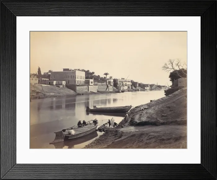 Framed Print : Banks of the Nile at Cairo, ca. 1857, printed 1870s. Creator: Francis Frith Framed Print : Banks of the Nile at Cairo, ca. 1857, printed 1870s. Creator: Francis Frith
