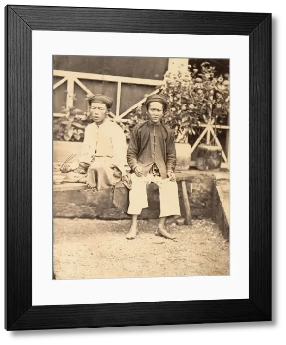 Framed Print : Miliciens mangeant le riz, Cochinchine, 1866. Creator: Emile Gsell Framed Print : Miliciens mangeant le riz, Cochinchine, 1866. Creator: Emile Gsell