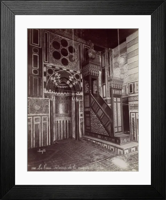 Framed Print : Le Caire - Interieur de la mosquee El Bordei, 1870s. Creator: Felix Bonfils Framed Print : Le Caire - Interieur de la mosquee El Bordei, 1870s. Creator: Felix Bonfils