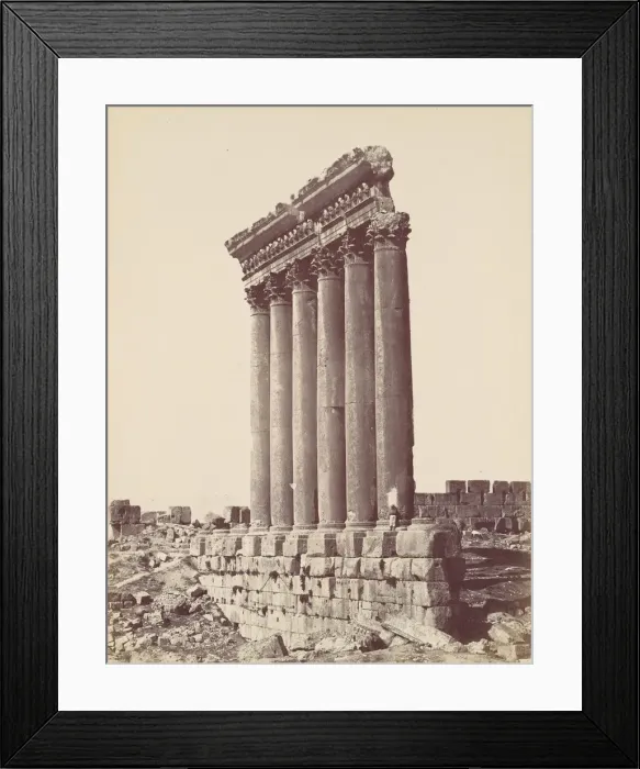 Framed Print : The Temple of the Sun at Baalbec, ca. 1870. Creator: Felix Bonfils Framed Print : The Temple of the Sun at Baalbec, ca. 1870. Creator: Felix Bonfils