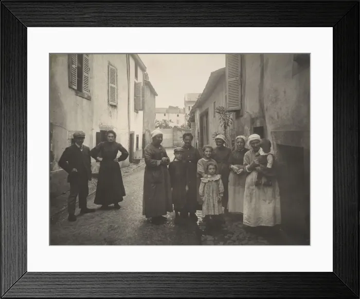 Framed Print : [Group of Adults and Children on a Village Street in the Auvergne], ca. 1910