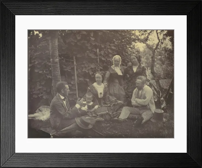 Framed Print : [Three Women, Two Men, and a Child on a Picnic], 1850s-60s. Creator: Franz Antoine