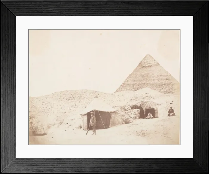 Framed Print : The Photographer before his Tent on the Site of the Pyramid of Khafre (Chephren), 1851 Framed Print : The Photographer before his Tent on the Site of the Pyramid of Khafre (Chephren), 1851