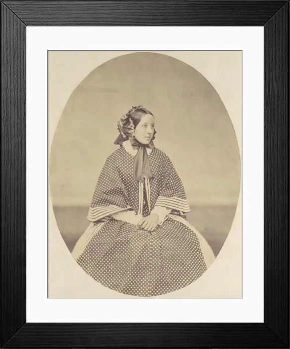 Framed Print : [Young Woman in Dotted Dress], 1850s-60s. Creator: Franz Antoine