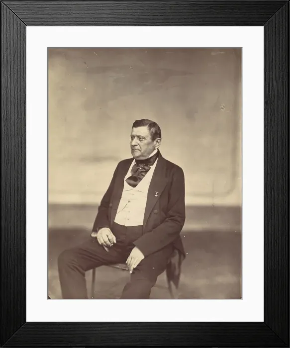 Framed Print : [Seated Man in White Vest and Dark Coat], 1850s-60s. Creator: Franz Antoine