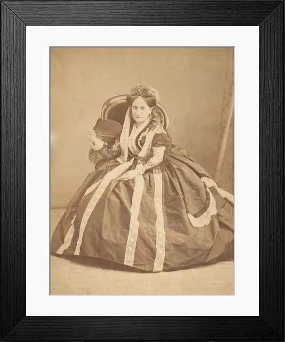 Framed Print : [La Comtesse Seated with Fan], 1860s. Creator: Giovanni Morotti