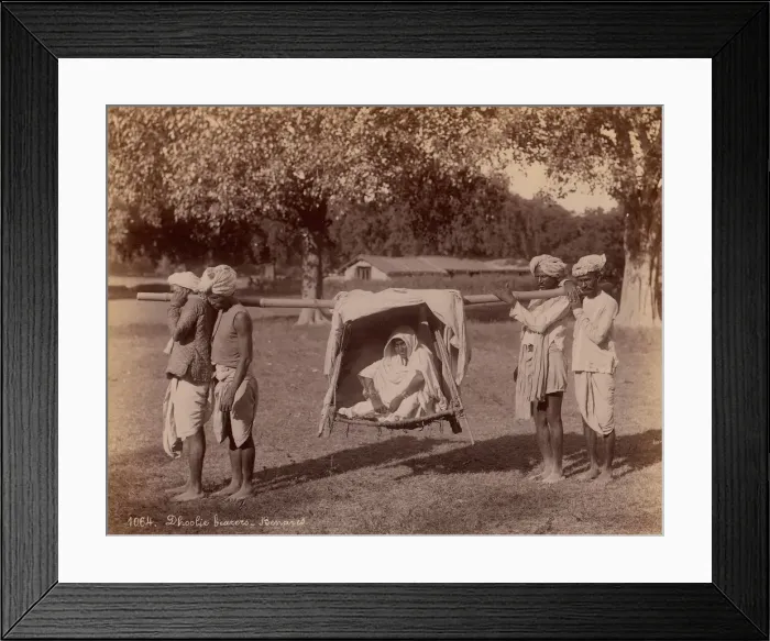 Framed Print : Dhoolie Bearers - Benares, 1860s-70s. Creator: Unknown Framed Print : Dhoolie Bearers - Benares, 1860s-70s. Creator: Unknown