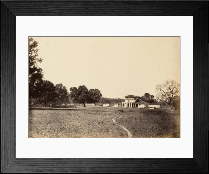 Framed Print : View of Bungalow and Grounds, 1850s. Creator: Unknown Framed Print : View of Bungalow and Grounds, 1850s. Creator: Unknown