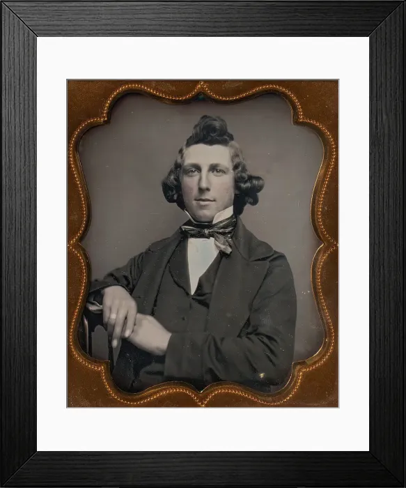 Framed Print : Young Man with Curled Hair, 1850s. Creator: Unknown Framed Print : Young Man with Curled Hair, 1850s. Creator: Unknown