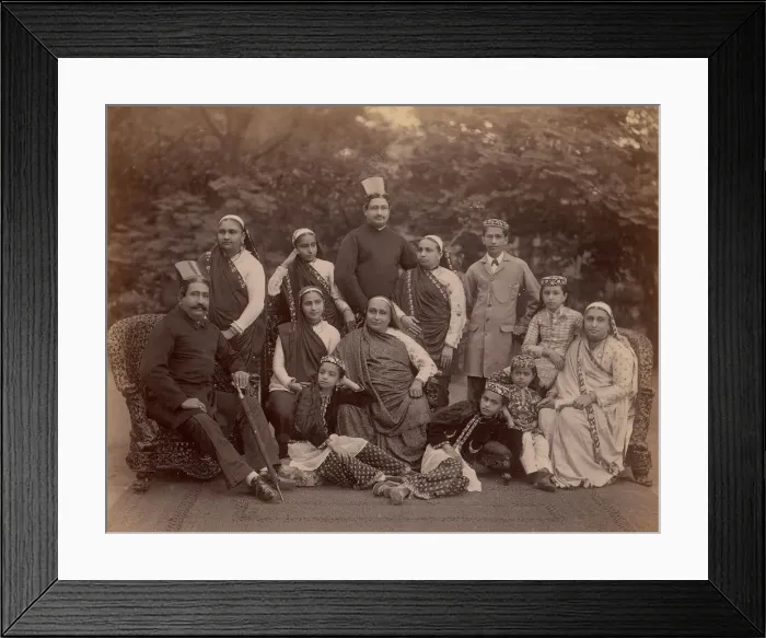 Framed Print : Formal Family Portrait of Thirteen People, Men in European Dress, 1860s-70s Framed Print : Formal Family Portrait of Thirteen People, Men in European Dress, 1860s-70s