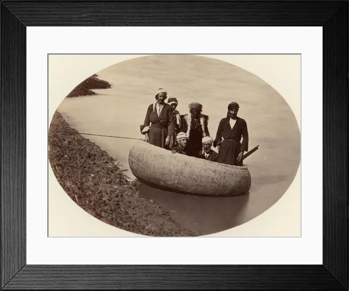Framed Print : Six Men in a Round Boat, Baghdad, ca. 1870. Creator: Unknown Framed Print : Six Men in a Round Boat, Baghdad, ca. 1870. Creator: Unknown