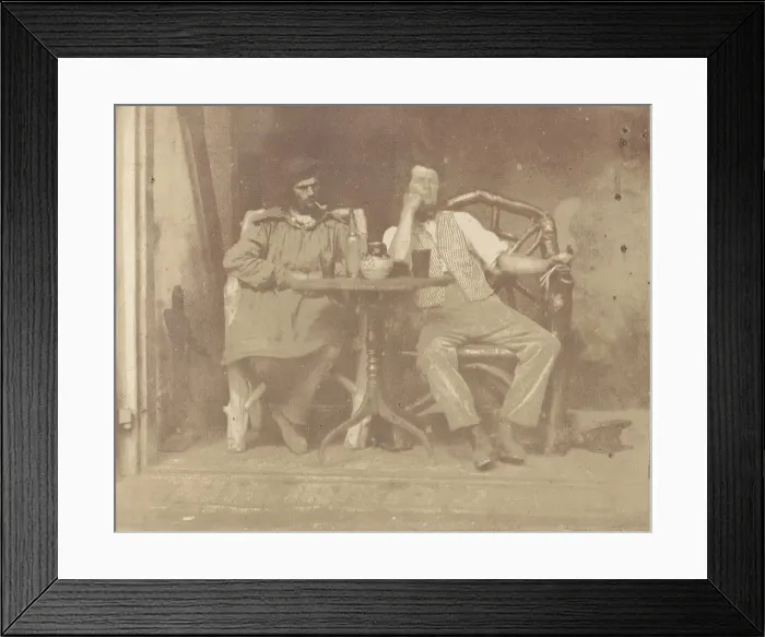 Framed Print : Two Men Seated at a Table, 1850s. Creator: Unknown Framed Print : Two Men Seated at a Table, 1850s. Creator: Unknown