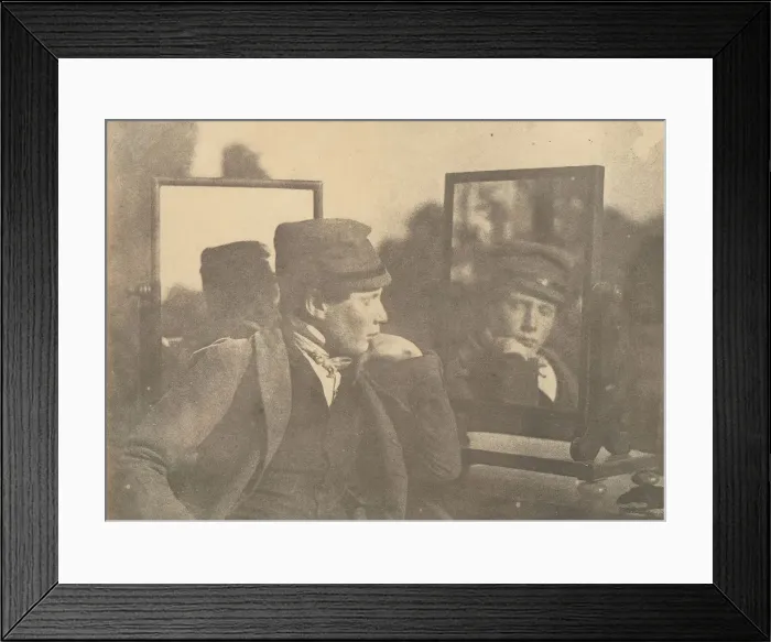 Framed Print : Boy in Profile, Face Shown Frontally in Mirror, 1850s. Creator: Unknown Framed Print : Boy in Profile, Face Shown Frontally in Mirror, 1850s. Creator: Unknown