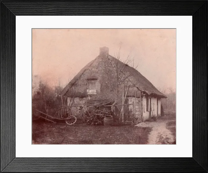 Framed Print : Ferme au toit de chaume, 1850-53. Creator: Unknown Framed Print : Ferme au toit de chaume, 1850-53. Creator: Unknown