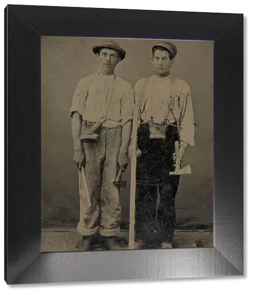 Two Young Workmen with Hatchets, 1860s-70s. Creator: Unknown