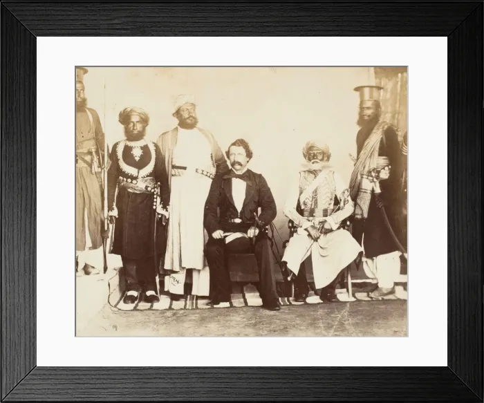 Framed Print : British Gentleman with Group of Eastern Potentates, 1860s. Creator: Unknown Framed Print : British Gentleman with Group of Eastern Potentates, 1860s. Creator: Unknown