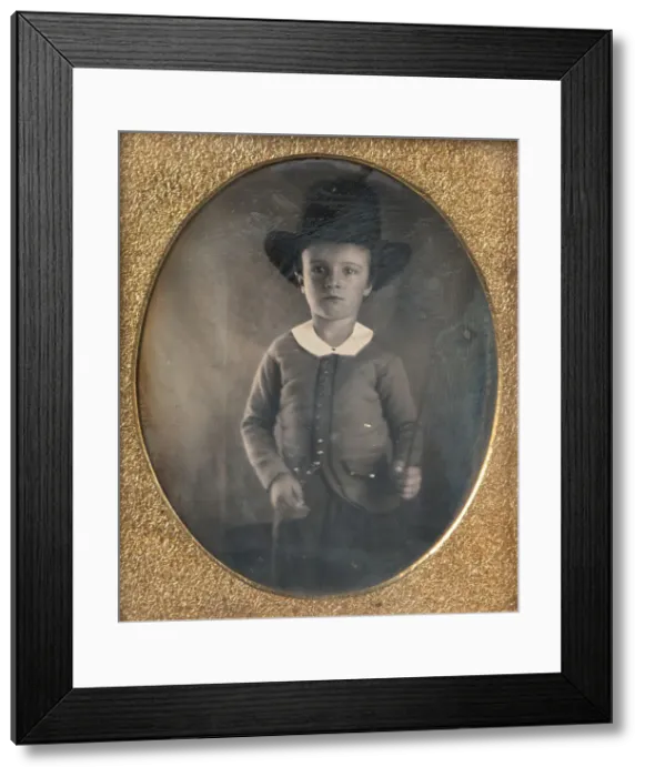 Framed Print : Young Boy Wearing Livery or Riding Costume, 1840s. Creator: Unknown Framed Print : Young Boy Wearing Livery or Riding Costume, 1840s. Creator: Unknown