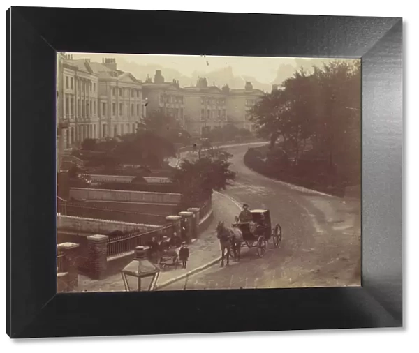 Carriage on Street in Residential Neighborhood, London, 1860s. Creator: Unknown
