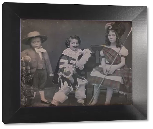 Three Children in Costume, 1850s. Creator: Unknown