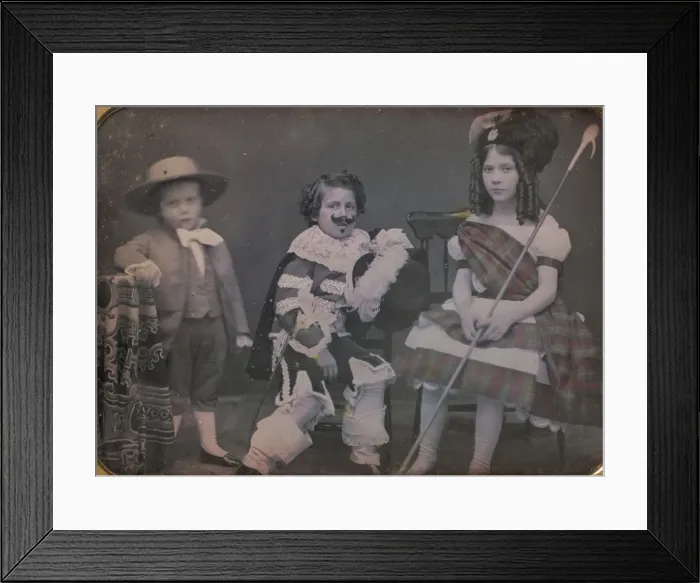 Framed Print : Three Children in Costume, 1850s. Creator: Unknown Framed Print : Three Children in Costume, 1850s. Creator: Unknown
