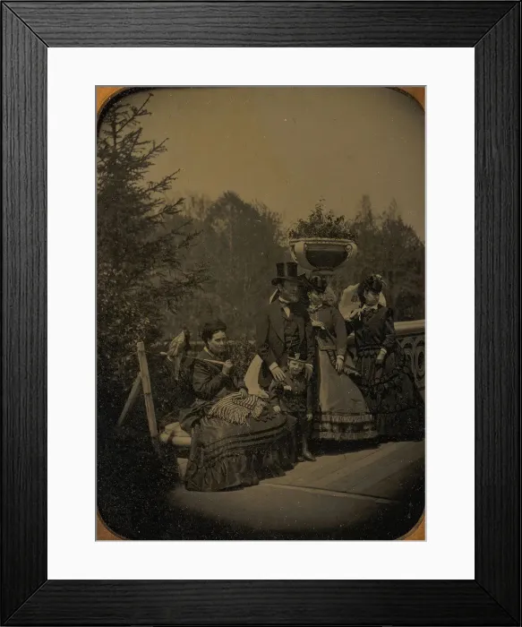 Framed Print : Family Posing on Bow Bridge, Central Park, New York, 1865-75. Creator: Unknown Framed Print : Family Posing on Bow Bridge, Central Park, New York, 1865-75. Creator: Unknown