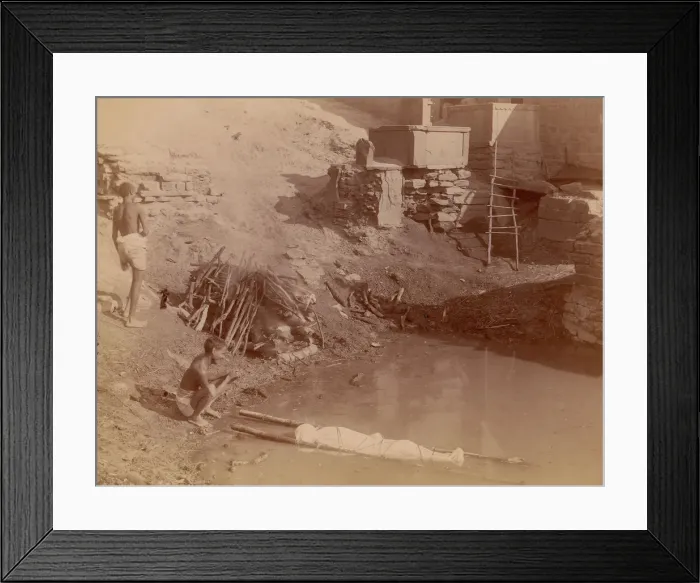 Framed Print : Cremation Ground at Manikarnika Ghat, Varanasi, India, 1860s-70s Framed Print : Cremation Ground at Manikarnika Ghat, Varanasi, India, 1860s-70s