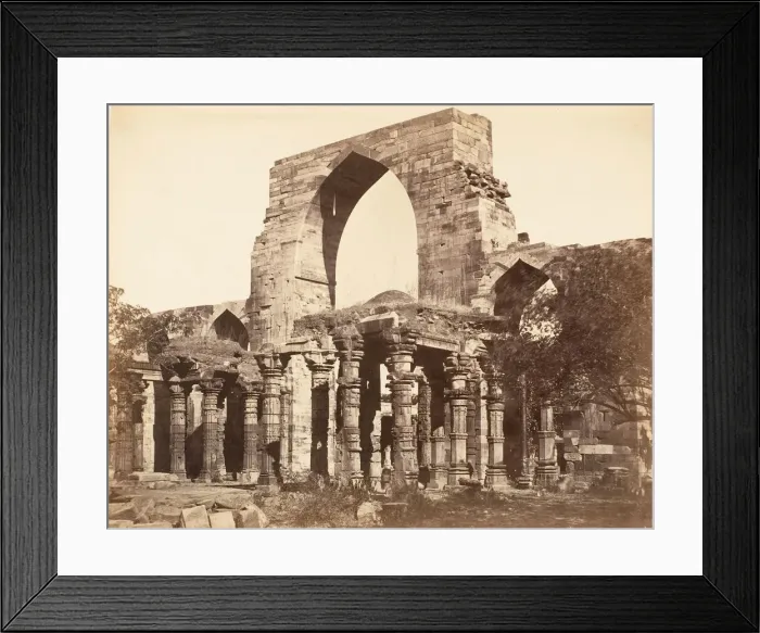Framed Print : Hindoo Pillars and Mahomedan Arch at the Qutub Minar, Delhi, 1858-61. Creator: Unknown Framed Print : Hindoo Pillars and Mahomedan Arch at the Qutub Minar, Delhi, 1858-61. Creator: Unknown