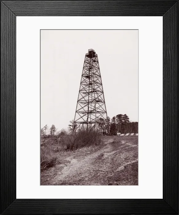 Framed Print : Crows Nest Signal Tower near Bermuda Hundred, 1861-65. Creator: Andrew Joseph Russell Framed Print : Crows Nest Signal Tower near Bermuda Hundred, 1861-65. Creator: Andrew Joseph Russell