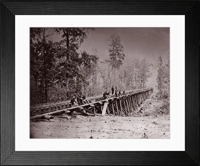 Framed Print : Bridge. U. S. Military Railroad at City Point, 1861-65. Creator: Andrew Joseph Russell Framed Print : Bridge. U. S. Military Railroad at City Point, 1861-65. Creator: Andrew Joseph Russell