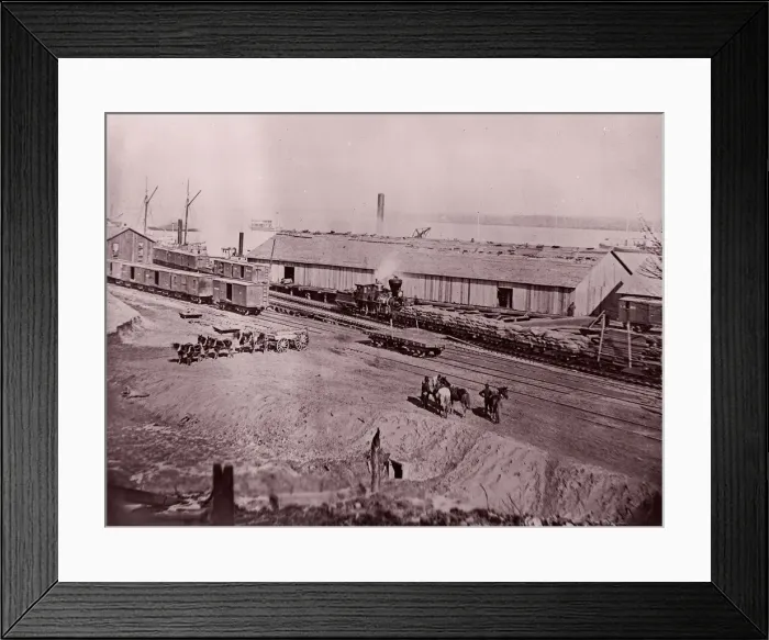 Framed Print : Terminus of U. S. Military Railroad, City Point, Virginia, 1861-65 Framed Print : Terminus of U. S. Military Railroad, City Point, Virginia, 1861-65