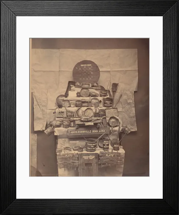 Framed Print : Relics of Andersonville Prison, June 1866. Creator: Brady & Co Framed Print : Relics of Andersonville Prison, June 1866. Creator: Brady & Co
