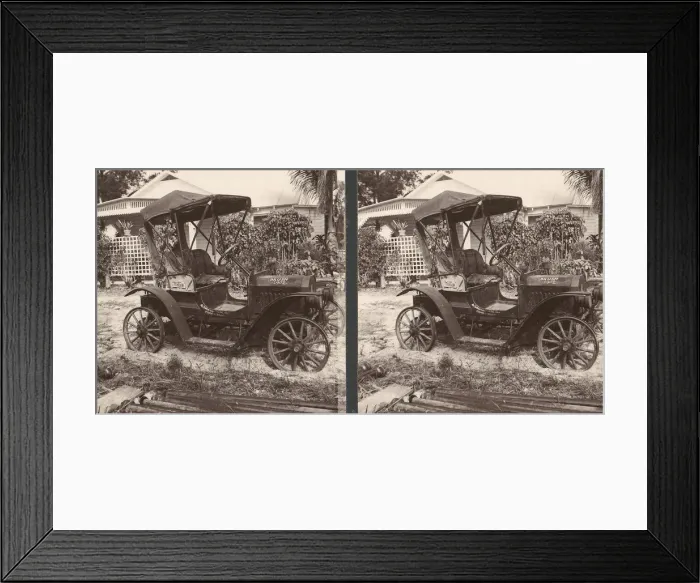Framed Print : Pair of Stereograph Views of Early Automobiles, 1902-3. Creator: CH Graves Framed Print : Pair of Stereograph Views of Early Automobiles, 1902-3. Creator: CH Graves
