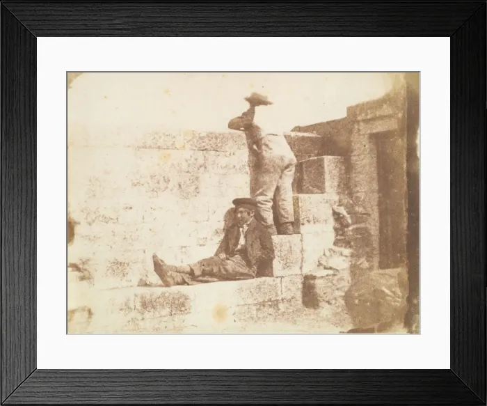 Framed Print : Two Young Men Resting on a Pier, late 1840s. Creator: Calvert Jones Framed Print : Two Young Men Resting on a Pier, late 1840s. Creator: Calvert Jones