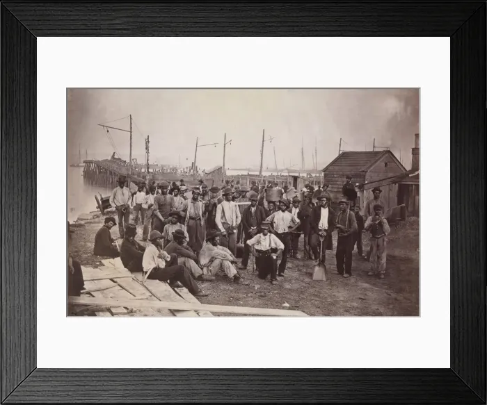Framed Print : Laborers at Quartermasters Wharf, Alexandria, Virginia, 1863-65 Framed Print : Laborers at Quartermasters Wharf, Alexandria, Virginia, 1863-65