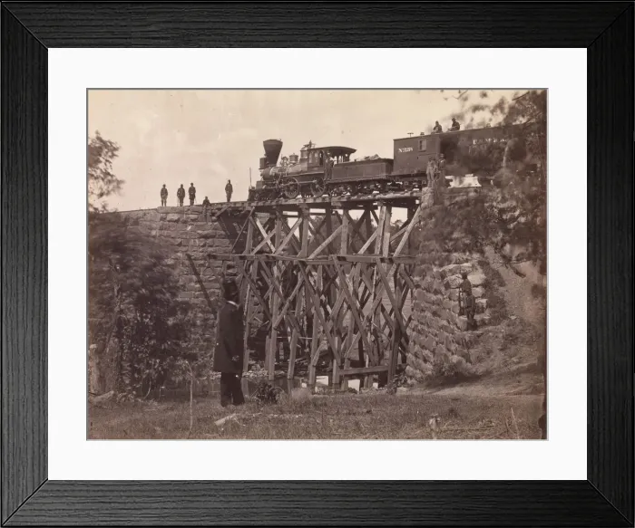 Framed Print : Bridge on Orange and Alexandria Rail Road, as Repaired by Army Engineers under Colonel Framed Print : Bridge on Orange and Alexandria Rail Road, as Repaired by Army Engineers under Colonel