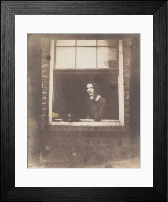 Framed Print : Lady in Open Window with Bird Cage, late 1840s. Creator: Calvert Jones Framed Print : Lady in Open Window with Bird Cage, late 1840s. Creator: Calvert Jones