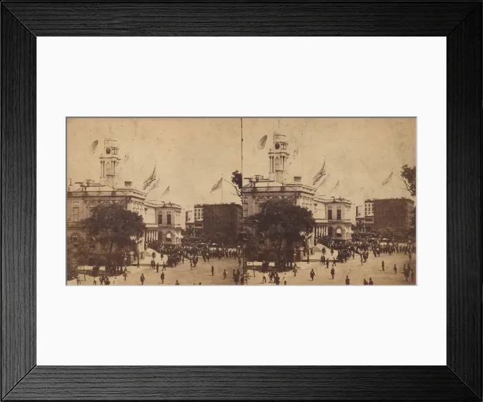 Framed Print : The Populace Begin to Gather in Front of the City Hall, 1860. Creator: Edward Anthony Framed Print : The Populace Begin to Gather in Front of the City Hall, 1860. Creator: Edward Anthony