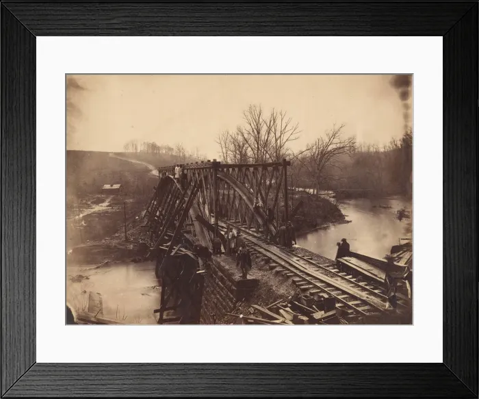 Framed Print : Part of Construction Corps Building New Military Truss Bridge Across Bull Run, April 1863 Framed Print : Part of Construction Corps Building New Military Truss Bridge Across Bull Run, April 1863
