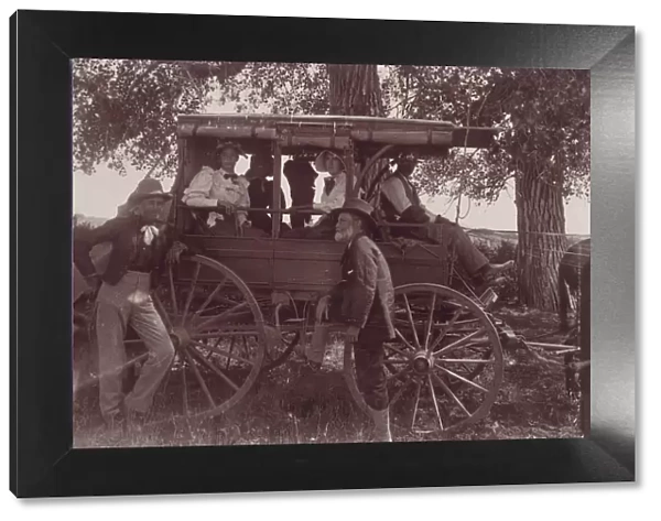 Group with Horse-Drawn Carriage, 1890s. Creator: Christian Barthelmess